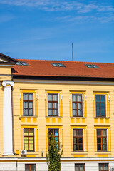 Obraz premium Architectural details, facade of the building of the 1 Decembrie 1918 University, Alba Iulia, Romania, 2021