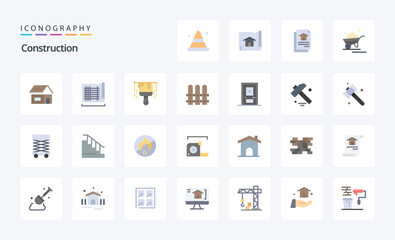 25 Construction Flat color icon pack