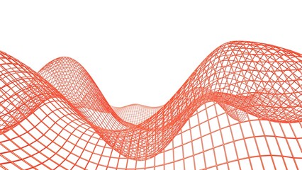 Fototapeta premium Orange mathematical geometric grid line wave under white background. Concept 3D CG of sports technology, strategic ideas and intellectual analysis of operations.