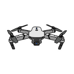 drone doodle icon, vector color line illustration