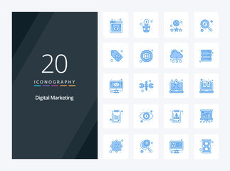 Fototapeta na wymiar 20 Digital Marketing Blue Color icon for presentation