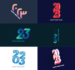 Big Set of 2023 Happy New Year logo text design 2023 number design template