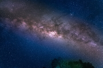 Fototapeta na wymiar Milky Way and starry skies over the Andes mountains. Cusco, Peru