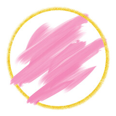 Round frame with pastel pink watercolor for text and photo background, illustration