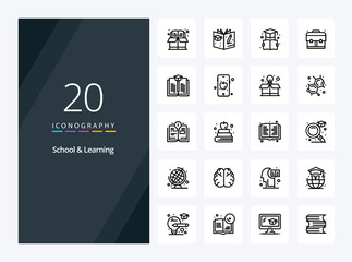 20 School And Learning Outline icon for presentation