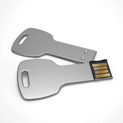 3d illustration - Metallic pen drive