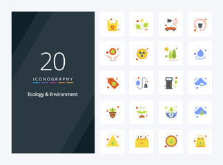 20 Ecology And Environment Flat Color icon for presentation