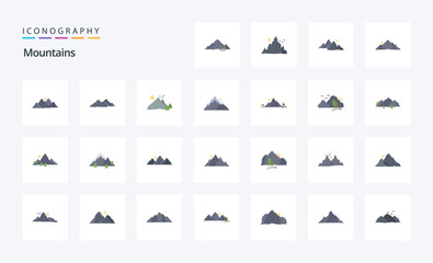 25 Mountains Flat color icon pack