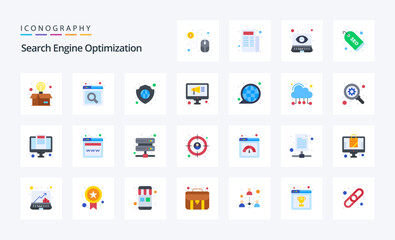 25 Seo Flat color icon pack