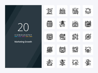 20 Marketing Growth Outline icon for presentation