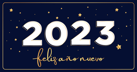 feliz año nuevo 2023 tarjeta saludo - obrazy, fototapety, plakaty