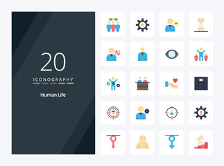 20 Human Flat Color icon for presentation