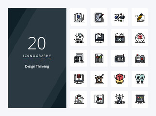 20 Design Thinking line Filled icon for presentation