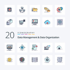 20 Data Management And Data Organization Line Filled Color icon Pack like data sync of website file