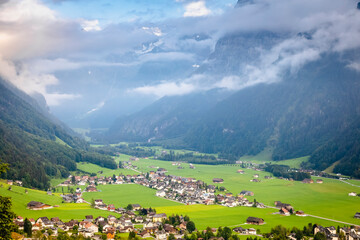 Fototapeta na wymiar Idyllic landscape of Engelberg village, Obwalden, Swiss Alps, Switzerland