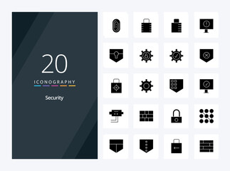 Fototapeta na wymiar 20 Security Solid Glyph icon for presentation