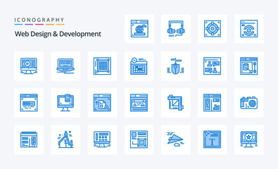 Fototapeta na wymiar 25 Web Design And Development Blue icon pack