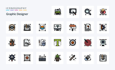 25 Graphic Designer Line Filled Style icon pack