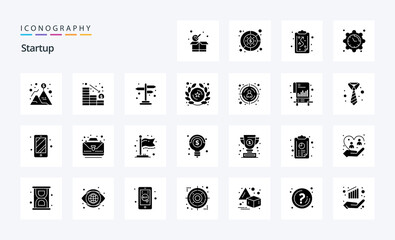 25 Startup Solid Glyph icon pack