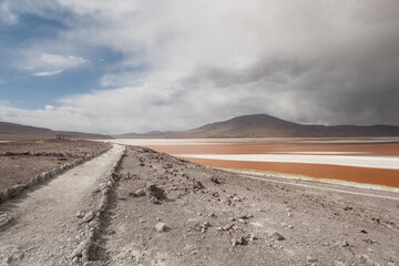 natural scene with details in the lake and mountains in the background, nature wallpaper outdoors and in the daytime, environment