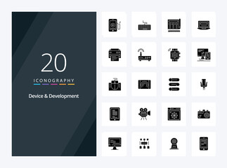 Fototapeta na wymiar 20 Device And Development Solid Glyph icon for presentation