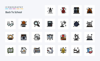 25 Back To School Line Filled Style icon pack