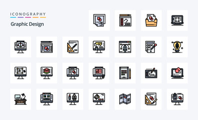 25 Graphic Design Line Filled Style icon pack