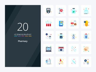 Fototapeta na wymiar 20 Pharmacy Flat Color icon for presentation