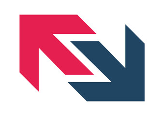 Vector icon, two arrows pointing in opposite directions