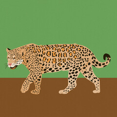 "onça pintada" jaguar brown soil green background 