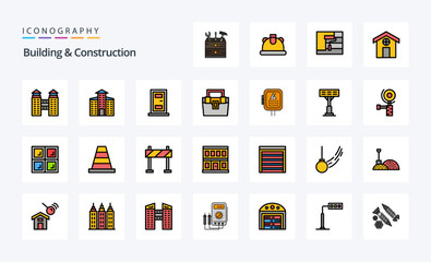 25 Building And Construction Line Filled Style icon pack