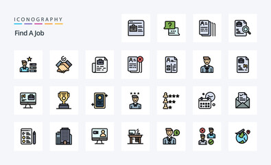 25 Find A Job Line Filled Style icon pack