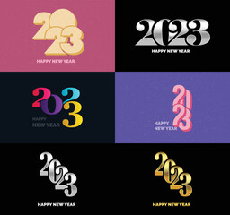 Big Set of 2023 Happy New Year logo text design 2023 number design template