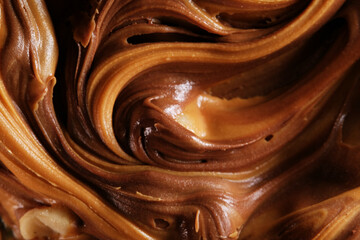 Mixture of macadamia nuts, peanut butter sauce  and cocoa powder