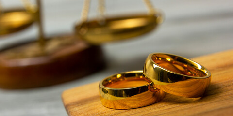 Divorce and separation concept. Two golden wedding rings
