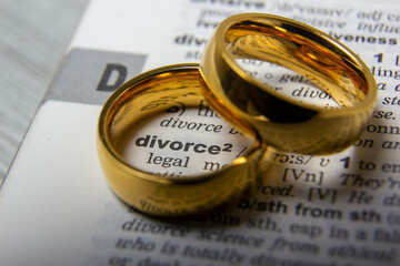 Divorce and separation concept. Two golden wedding rings