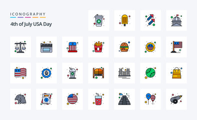 25 Usa Line Filled Style icon pack