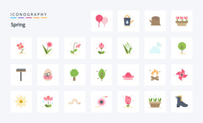 25 Spring Flat color icon pack