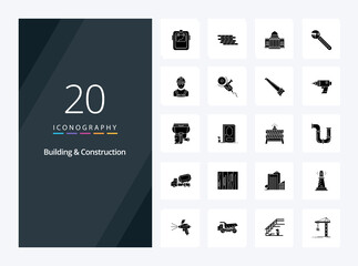 20 Building And Construction Solid Glyph icon for presentation