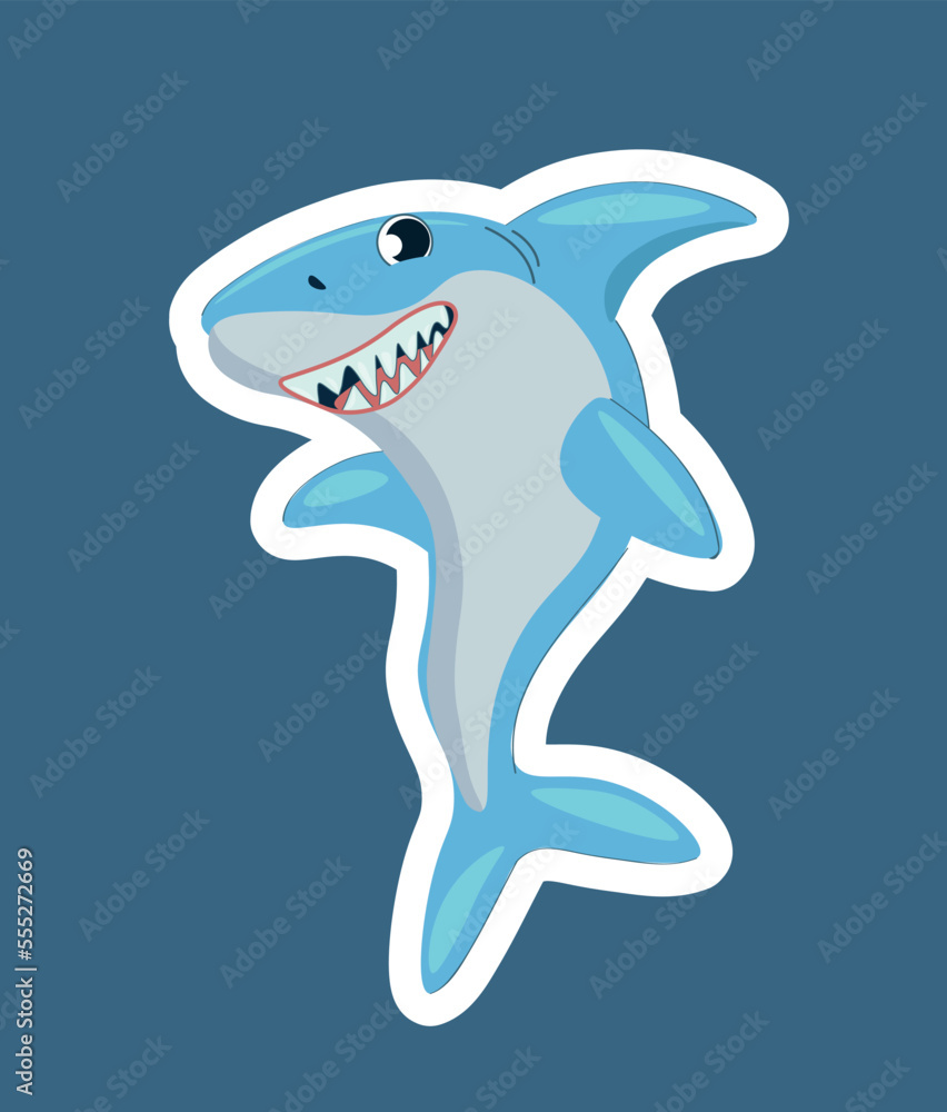 Poster cool shark icon. graphic element for website, communication and interaction on internet. predator wi