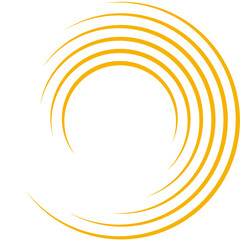 Orange circle speed lines isolated. Abstract speed lines in circle form, vector. For geometric art, elements design, logo, print materials and placard template. Abstract speed lines circles background