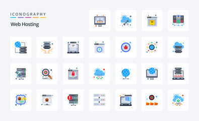25 Web Hosting Flat color icon pack