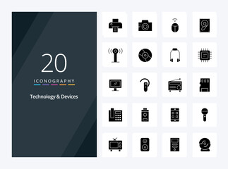 Fototapeta na wymiar 20 Devices Solid Glyph icon for presentation