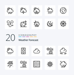 20 Weather Line icon Pack like weather crescent clouded cloud temperature