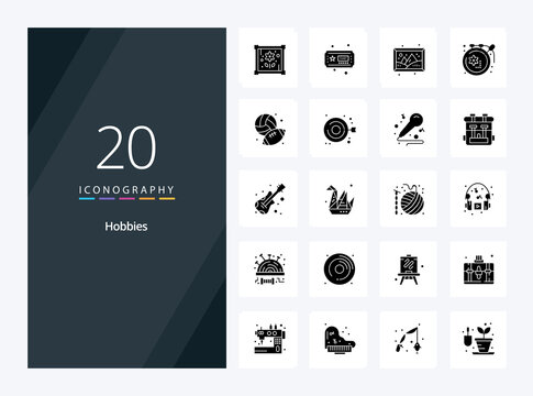 20 Hobbies Solid Glyph icon for presentation