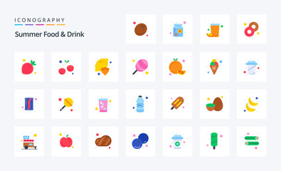 25 Summer Food  Drink Flat color icon pack