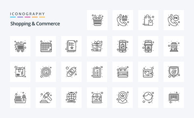 25 Shopping And Commerce Line icon pack