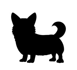 Cute dog silhouette. Sticker for social networks and instant messengers. Love for animals and pets. Stylish logotype for veterinary clinic in minimalistic style. Cartoon flat vector illustration