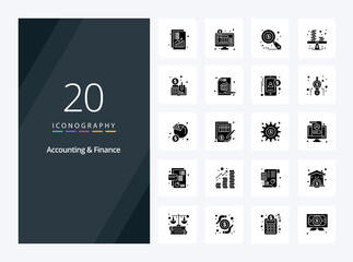 Fototapeta na wymiar 20 Accounting And Finance Solid Glyph icon for presentation