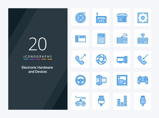 Fototapeta na wymiar 20 Devices Blue Color icon for presentation